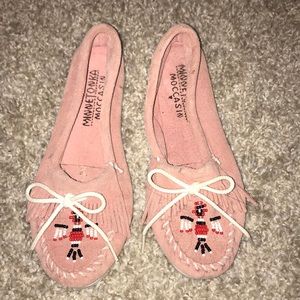 Pink Minnetonka moccasins